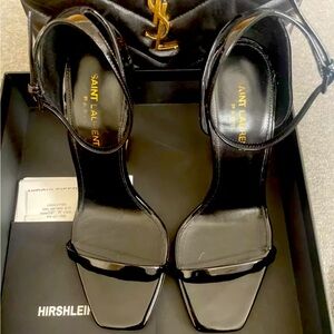 Saint Laurent / Opyum YSL Logo-Heel Sandals with Golden Hardware